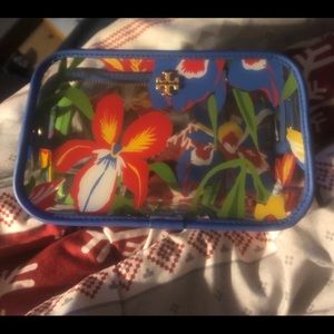 Tory Burch painted iris floral cosmetic case